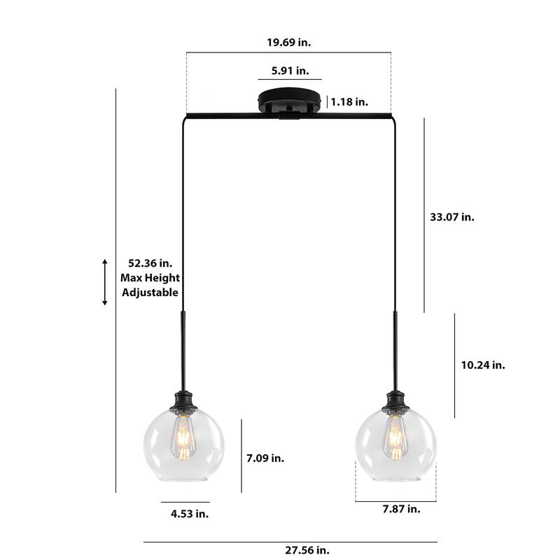 Starsky 1-Light 9in. Modern Globe Single Clear Glass Pendant Light