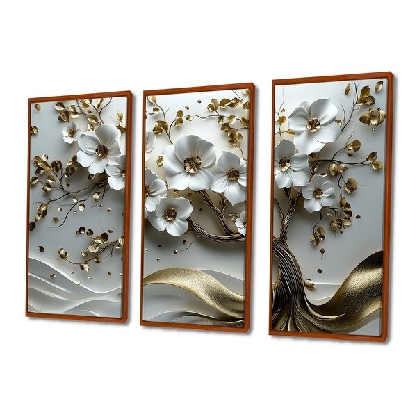 Designart - White Gold Cherry Blossom Tree Gardens I - Cherry