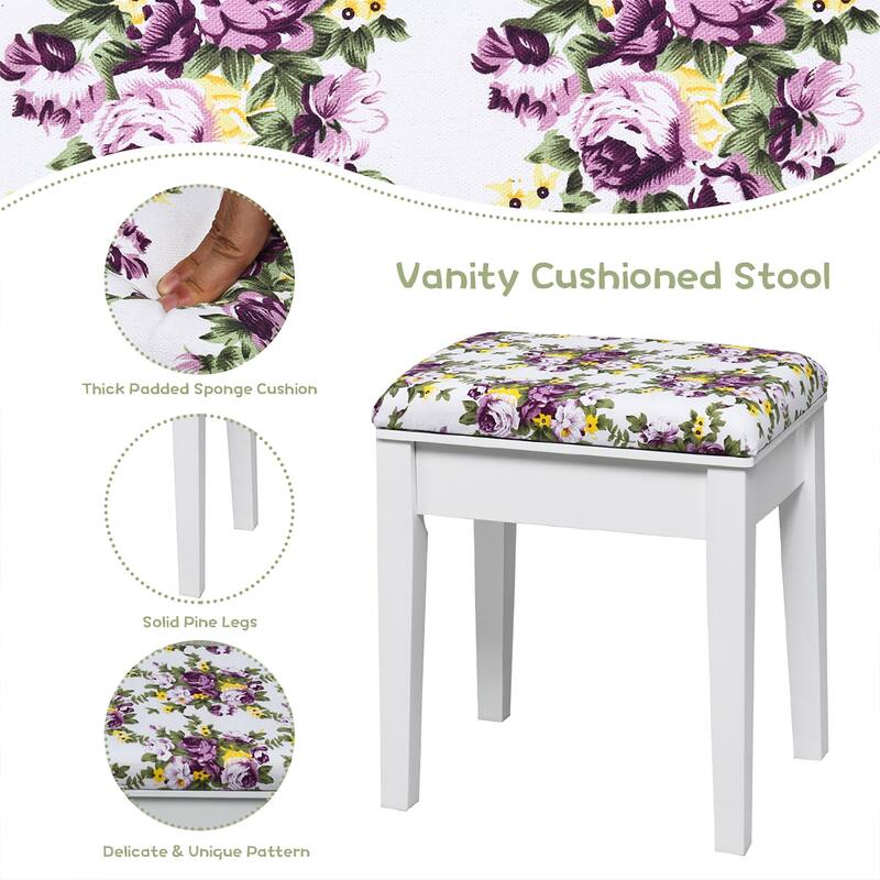 Vanity Set with Bench Dressing Table with Flip Top Mirror