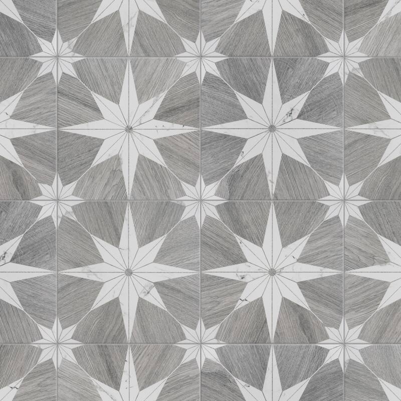 Merola Tile Llama Stella Loire Verso Silver Smoke 9-3/4" x 9-3/4" Porcelain Floor and Wall Tile