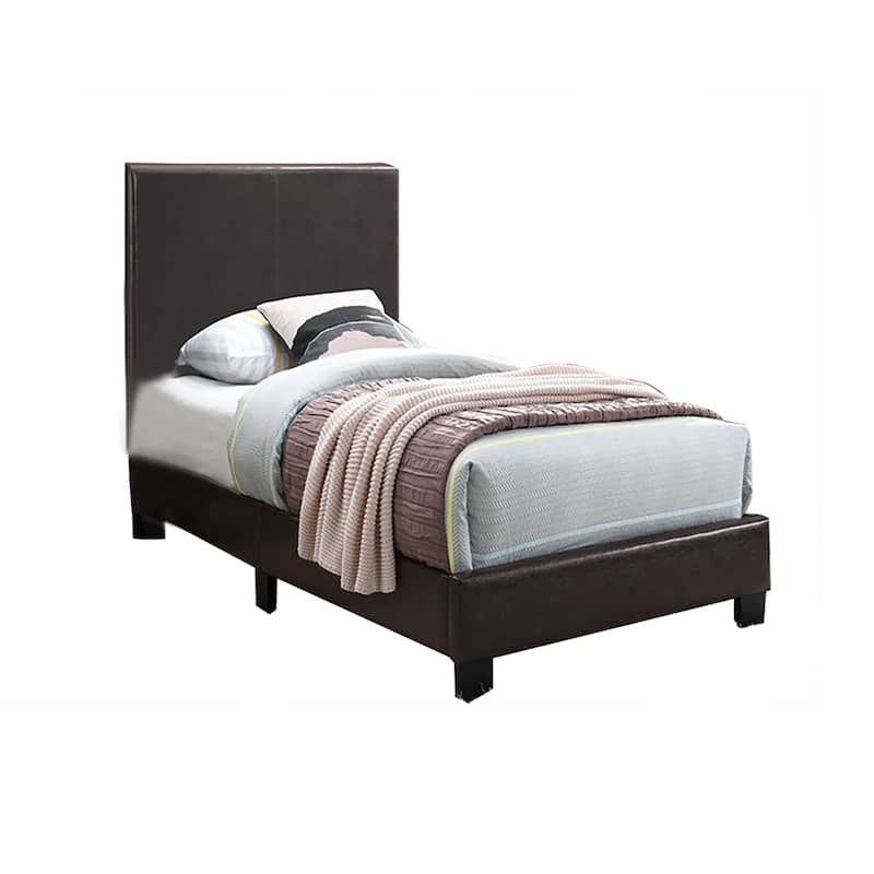 Faux Leather Upholstered Bed in Brown