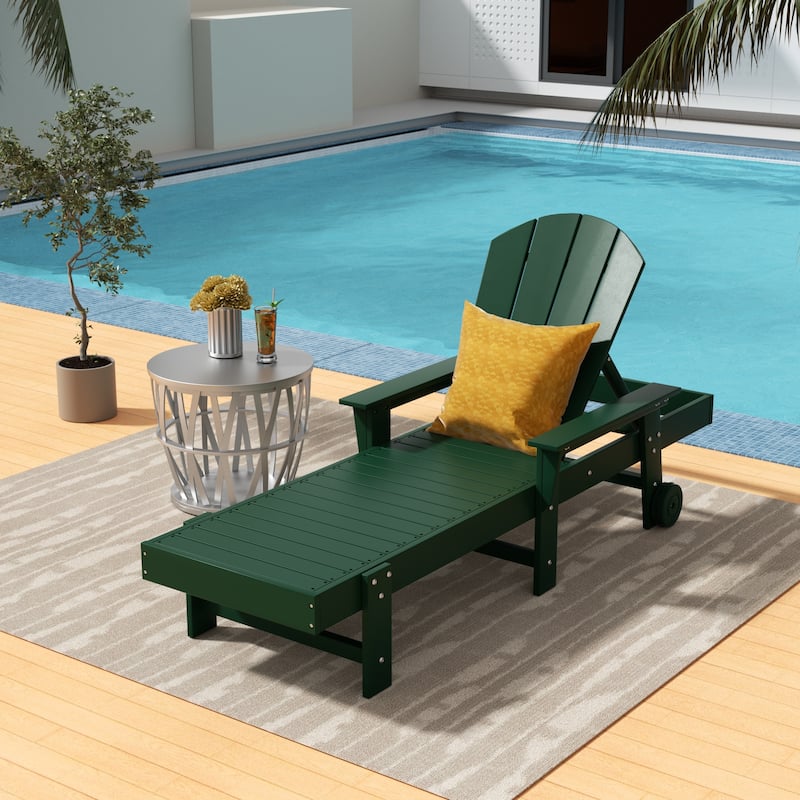 Polytrends Laguna Hdpe All Weather Outdoor Patio Pool Reclining Chaise Lounge With Arms And Wheels