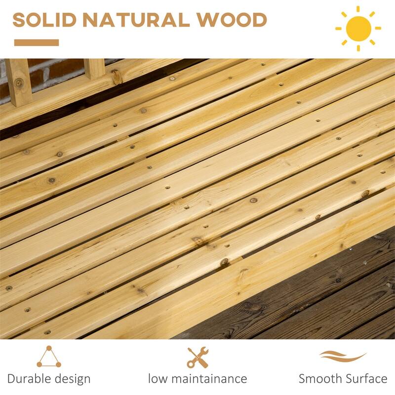 Fir Wood Garden Bench with Vintage Design Slatted Seat and Back for Outdoor Patio - 61.5" W x 20.75" D x 32.75" H