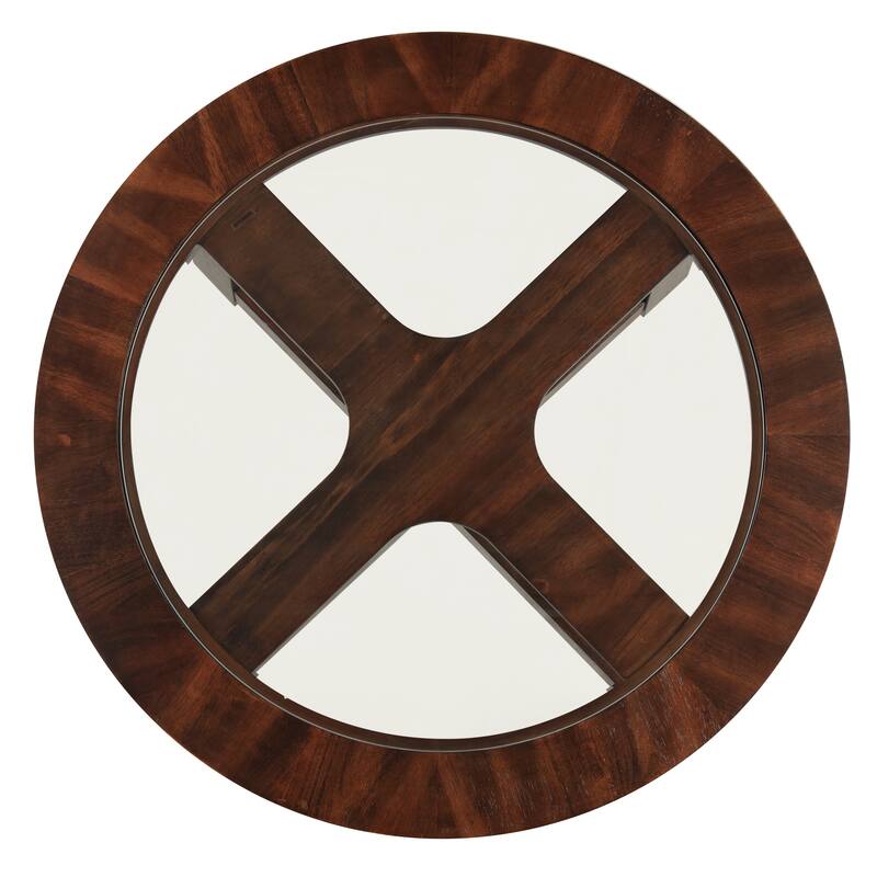 Glass Top Round Dining Table Minimalist Coffee Table & Chairs Set with 4 Backless Padded Seat Chairs