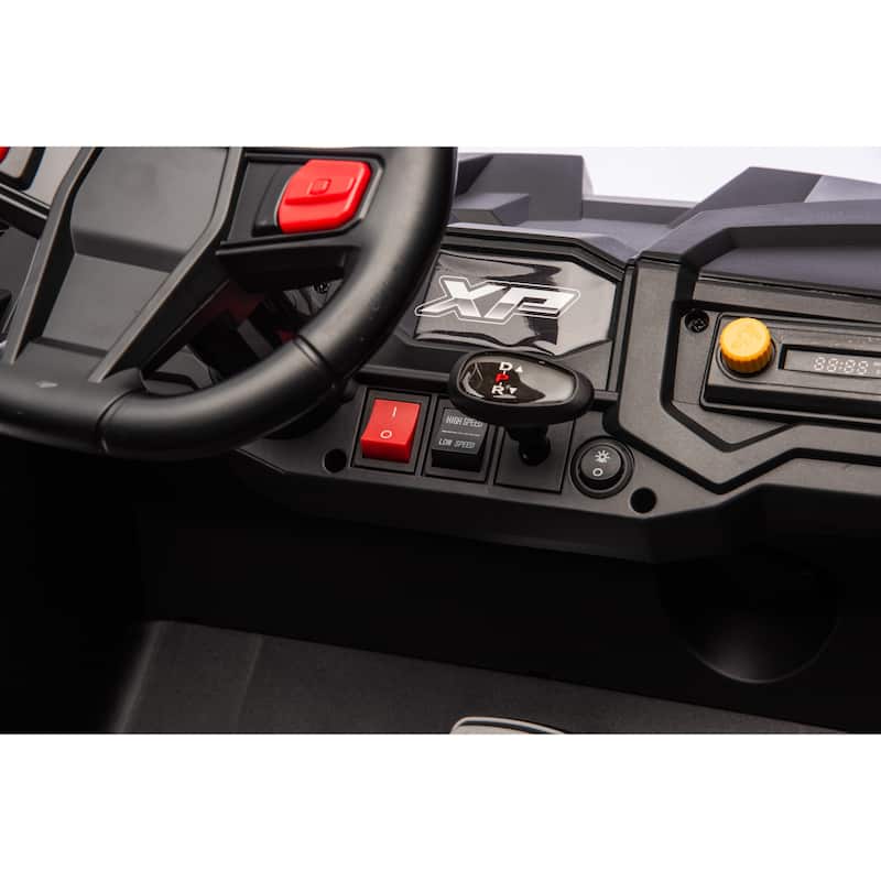 24V 4WD 2-Seater Kids Ride On UTV with Remote Control, Bluetooth Music, Dual Doors, LED Headlights,Suspension & Battery Display