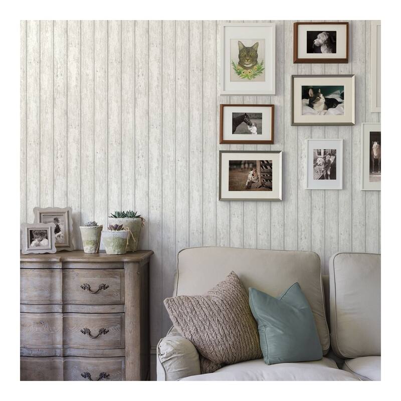 Chesapeake Jack White Weathered Clapboards Wallpaper - 20.5 x 396 x 0.025