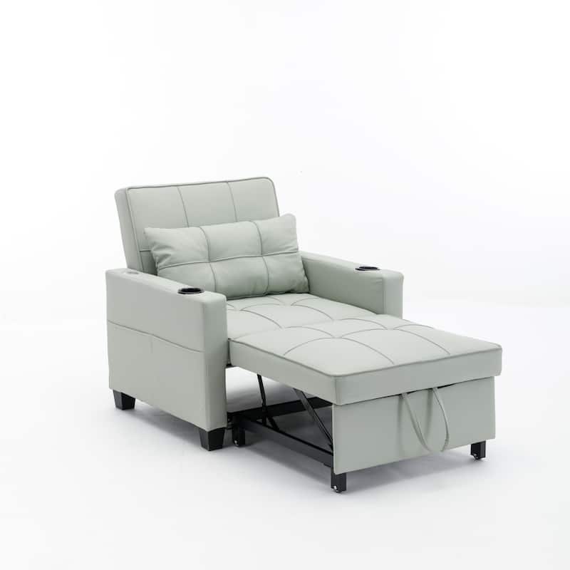 Futon Chair Bed Convertible Chair 3-In-1 Pull Out Sleeper Chair Beds With Usb Ports - Green