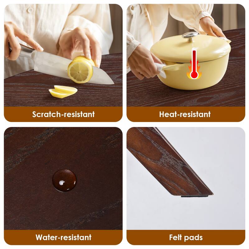 Wood Round Dining Table with X-Shaped Base, Kitchen Table Office Table with Floor Protection Pads, Easy Assembly