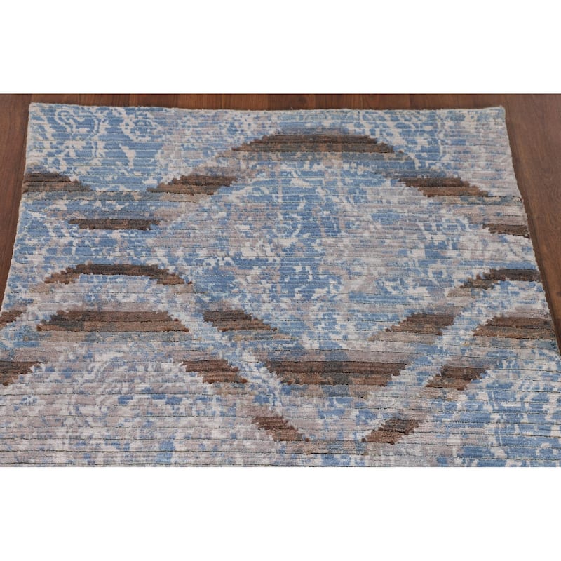 Striped / Modern Accent Rug Hand-Knotted Wool Carpet - 2'8"x 4'7"