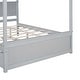 preview thumbnail 9 of 11, Full Size Wood Canopy Bed with Trundle Bed & Support Slats, No Box Spring Needed
