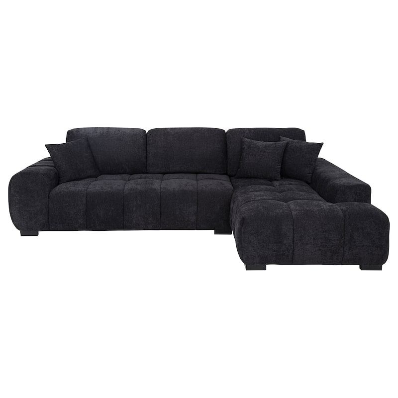 Octavia Fabric Upholstered Track Arm Sectional Sofa Black - 119.25" x 79.5" x 35.5"