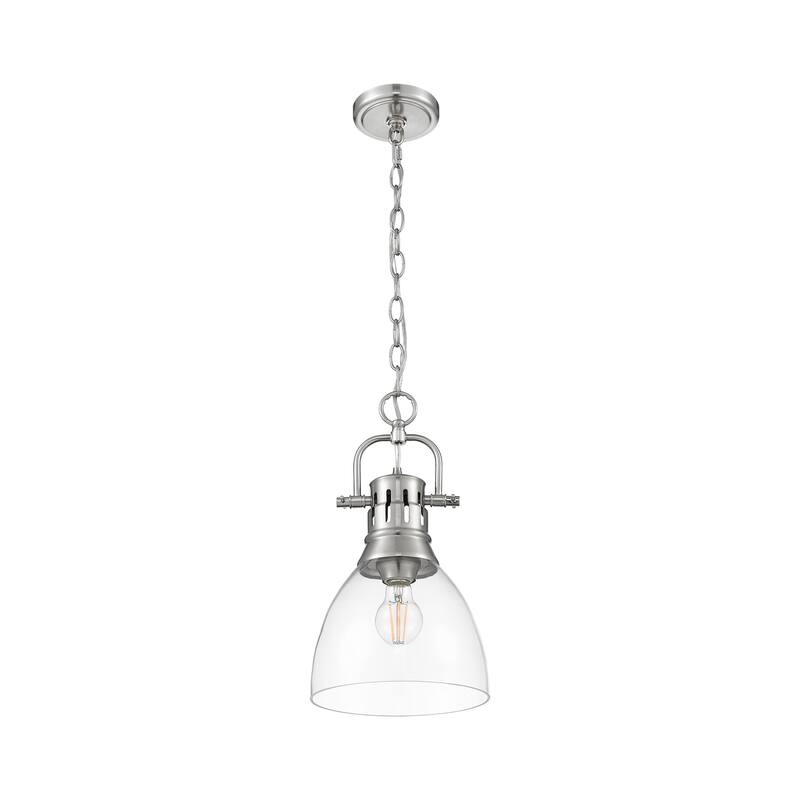Yep by Golden Lighting Duncan 1-light 9in chain hung Pendant in Pewter and Clear Glass
