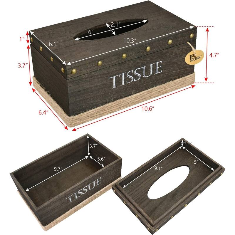 Wooden Tissue Box Cover, Dark Brown Color - S