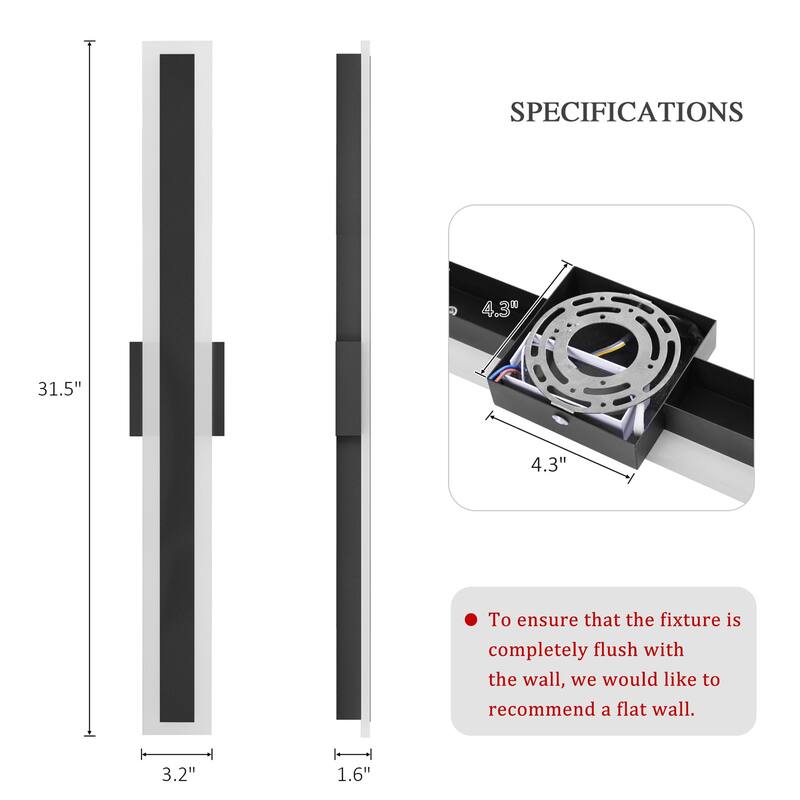 Outdoor Linear Integrated LED Wall Sconce Light Fixture with Bracket