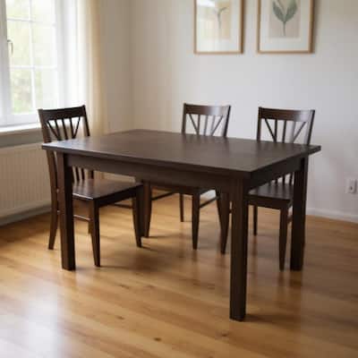 HomeRoots 48" Dark Brown Solid Wood Dining Table - 48.00 in. x 30.00 in. x 27.00 in.