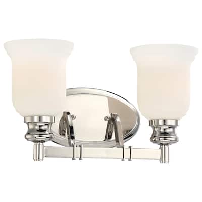 Lavery Audrey's Point Polished Nickel & Opal Glass 2 Light Bath Bar