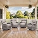 preview thumbnail 114 of 187, Outdoor Patio Sofa Swivel Chair with 6-Inch Thick Cushions Set 4PCS Swivel Chair - Grey Wicker Grey Cushion