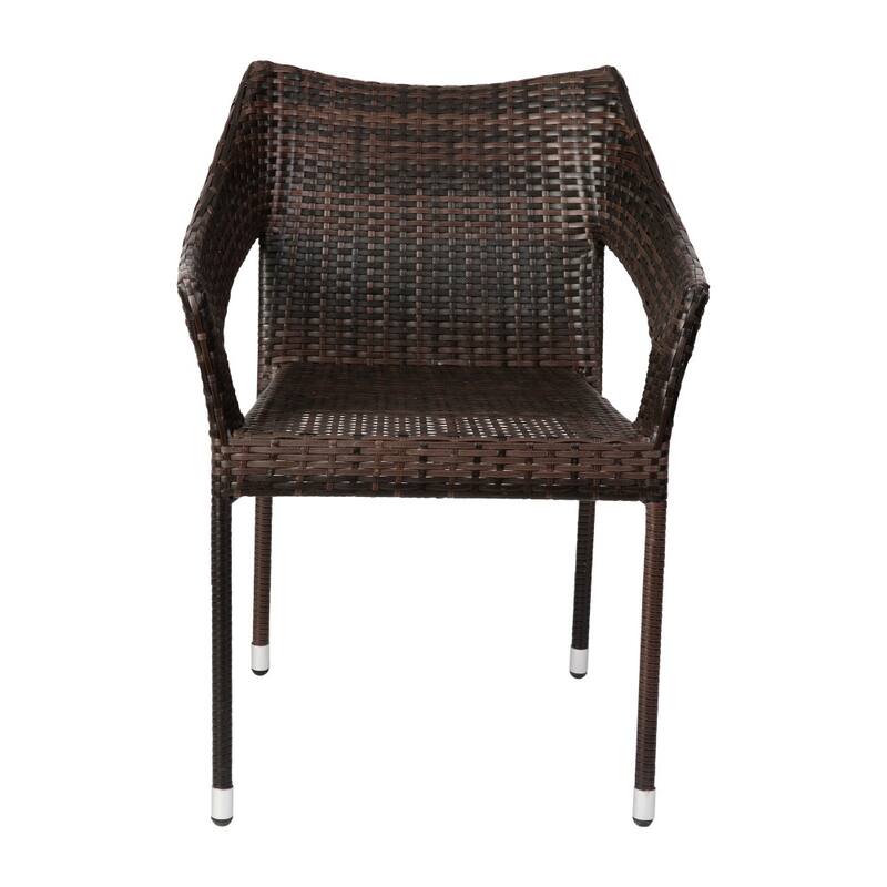 All Weather Commercial Grade PE Rattan Stacking Patio Chairs - 2 Pack