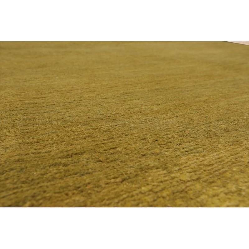 Hand Knotted Ombre Olive, Green Tibetan Wool Modern Oriental Area Rug - 3' 1'' x 12' 1''