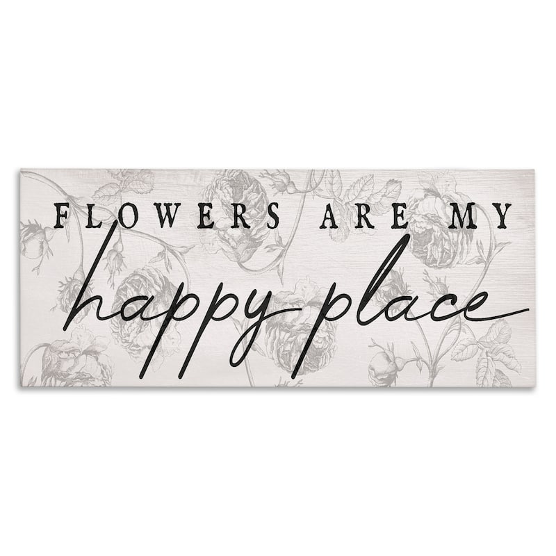 Stupell Flowers Are Happy Place Canvas Wall Art Design By Lil' Rue - 40 x 17