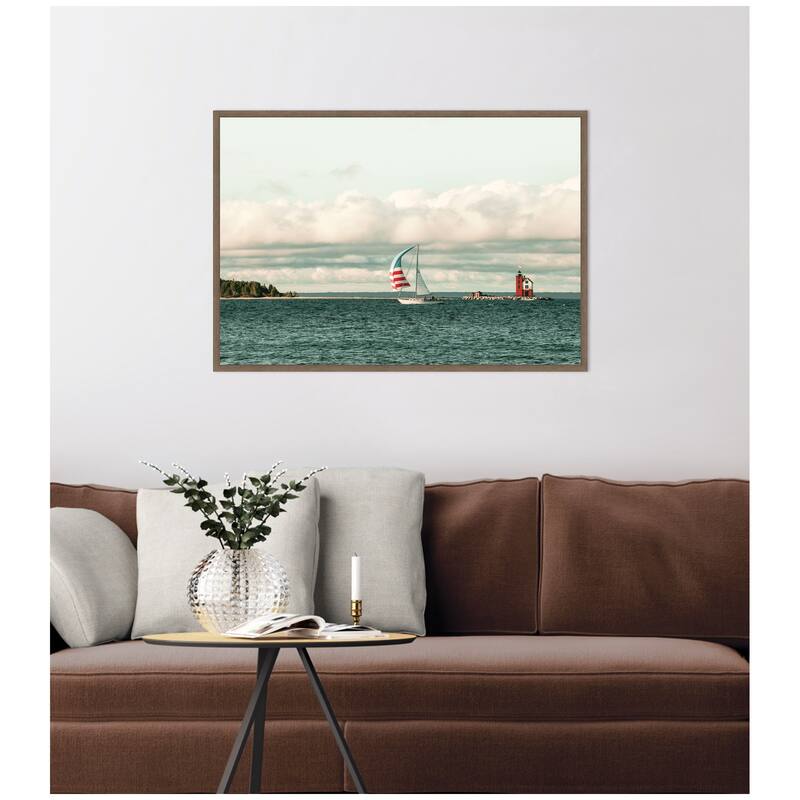 Kate and Laurel Sail 6869 by Alicia Bock Framed Canvas Wall Art Print
