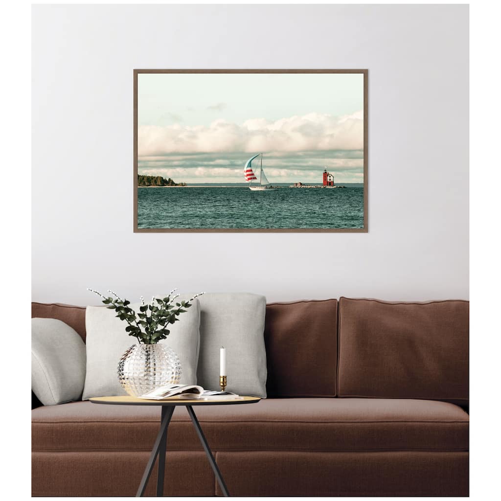 Kate and Laurel Sail 6869 by Alicia Bock Framed Canvas Wall Art Print