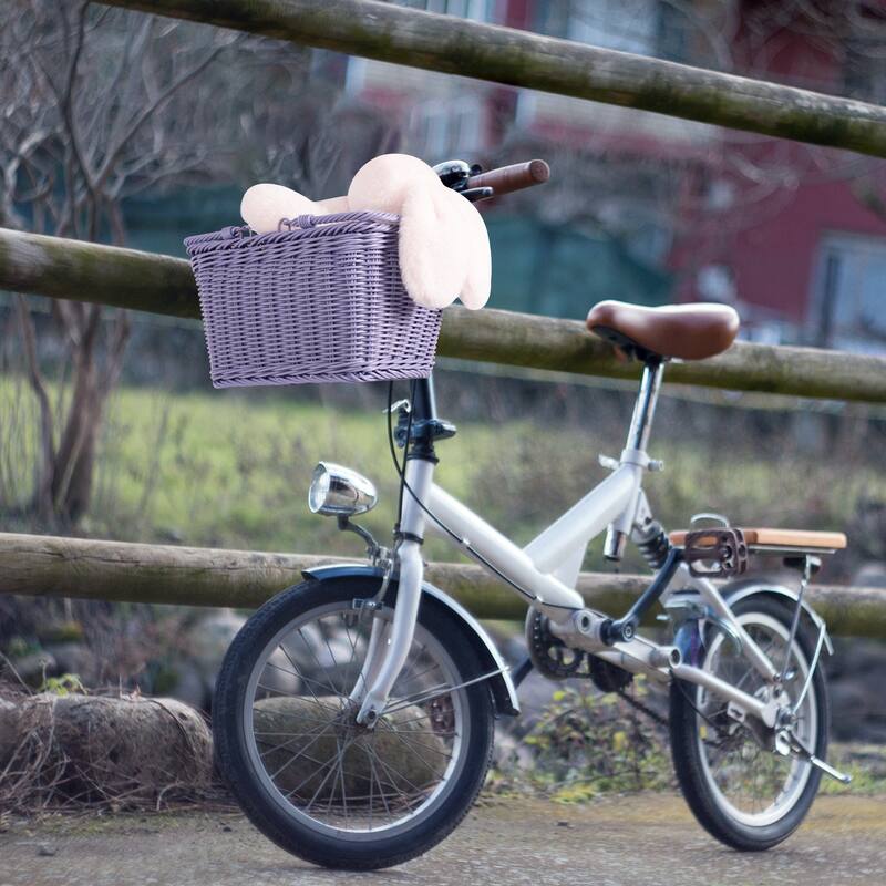 Small Front Bike Basket, Picnic Wicker Basket with Handle - 9.75"D x 7"W x 6"H