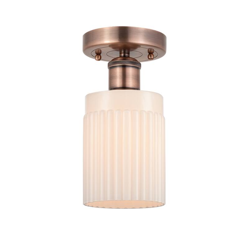 Innovations Lighting Hadley - 1 Light 5" Semi-Flush Mount - Antique Copper/Matte White