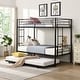 preview thumbnail 7 of 13, Modern Twin Over Twin Bunk Bed with Trundle and Guard Rail and 2 Side Ladders,Can be Divided Into Two Beds