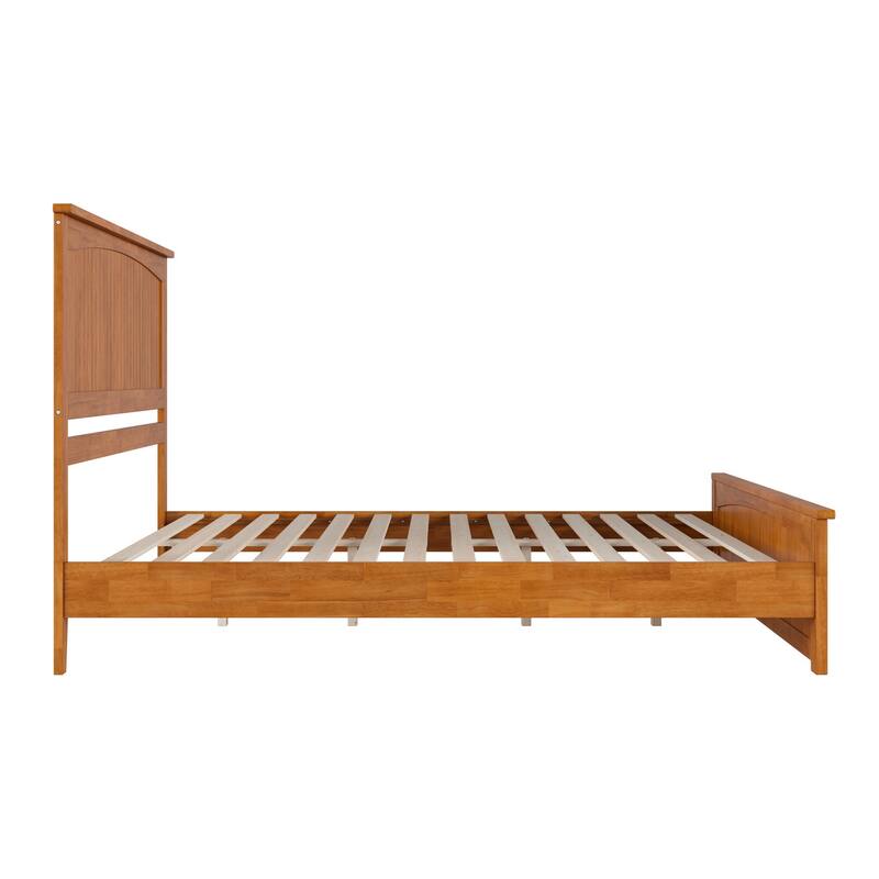 King Size Wood Platform Bed with Footboard - Low Profile Modern Bedroom Furniture