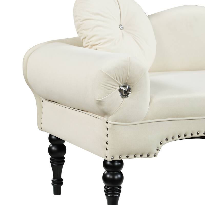 Comfortable Bedroom End of Bed Bench Indoor Stool with Armrests and Pillows, Living Room Upholstered Bench with Back