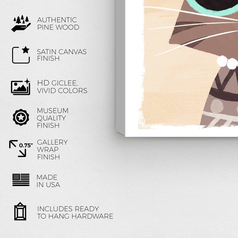 Wynwood Studio Prints Typography and Quotes Cutsie Cat White and Cream White Modern & Contemporary Wall Art Canvas Print