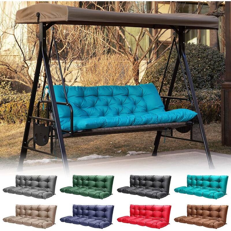 Outdoor Swing Cushions Replacement, Outdoor Thickened Bench Cushion with Ties for Porch,Patio,Backyard,Garden - 40*60 in - Lake Blue