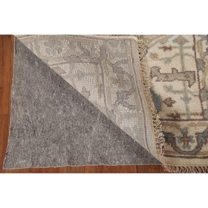 Beige / Ivory Oushak Runner Rug Handmade Oriental Wool Carpet - 2'7"x 11'11"