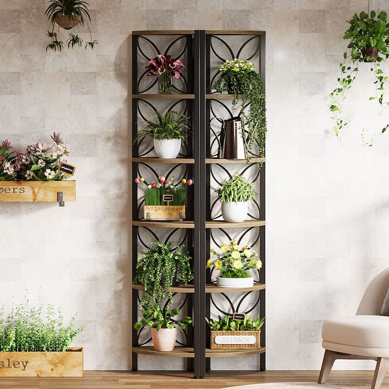 70.9" Corner Shelf, Corner Bookshelf Display Plant Stand Storage Rack for Living Room Bedroom Bathroom Kitchen
