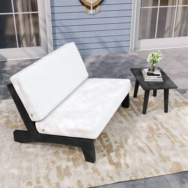 Outdoor Sectional Furniture Teak Conversation Set with Side Table