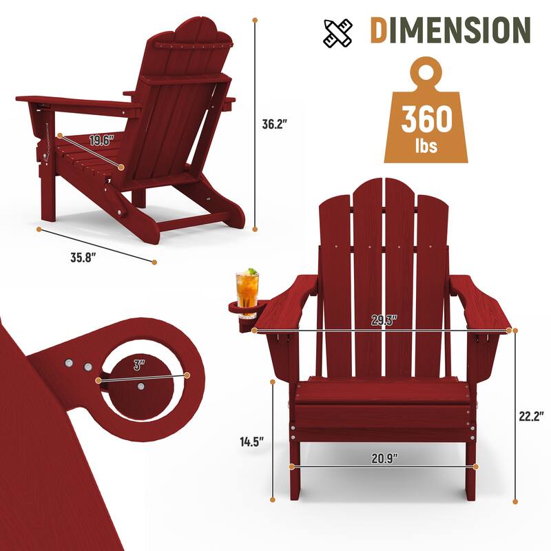 HDPE Plastic Outdoor/Indoor Adjustable Folding Adirondack Chair