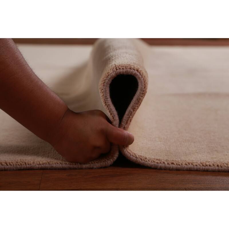 Hand Knotted Oriental 100% Wool Carpet Modern Solid Peach Gabbeh Area Rug - 12' 6'' X 9' 1''