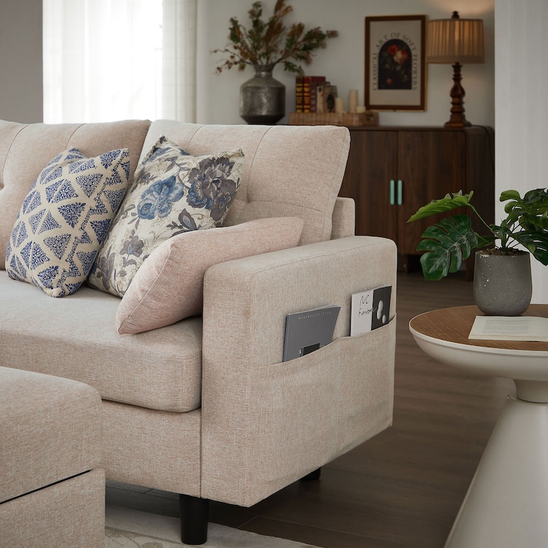 101" Sectional Sofa with Storage Ottoman