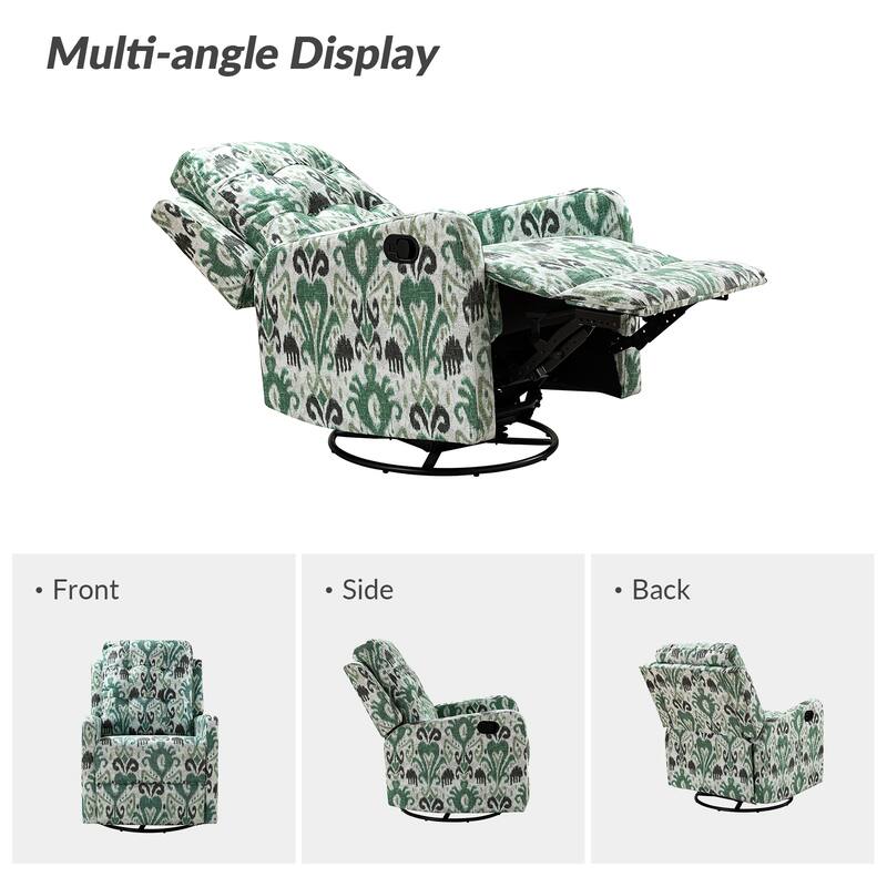 Arlette Floral Manual Swivel Recliner with Tufted Back Set of 2