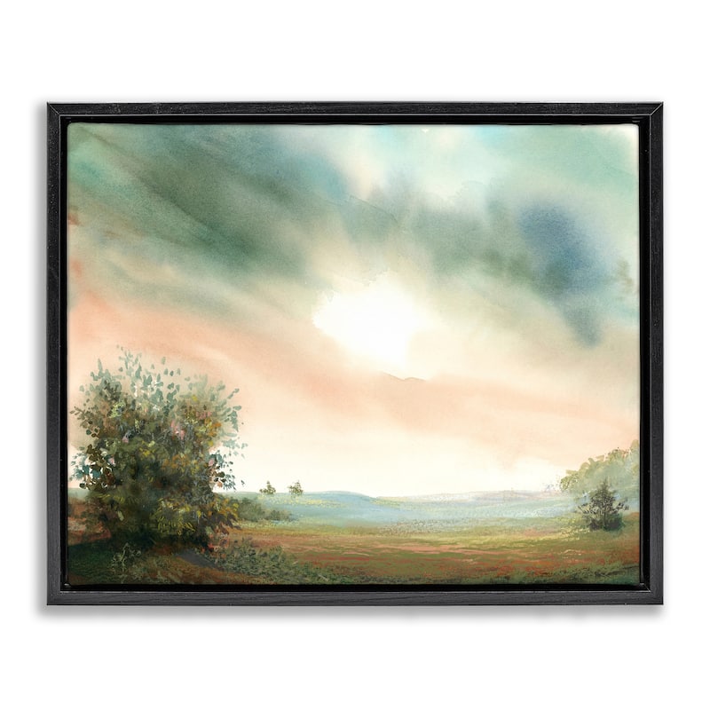 Stupell Sunrise over Pastoral Field Framed Floater Canvas Wall Art Design By Ashley Davis - 31 x 25 - Black