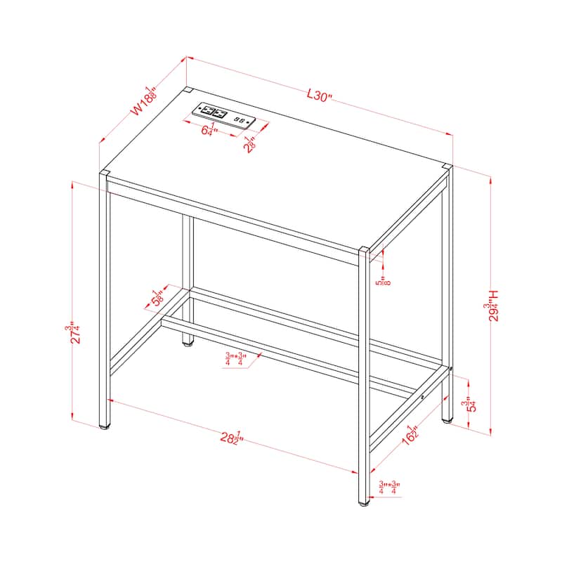 Belzie Modern 30-inch Steel Computer Desk with USB Ports by Furniture of America