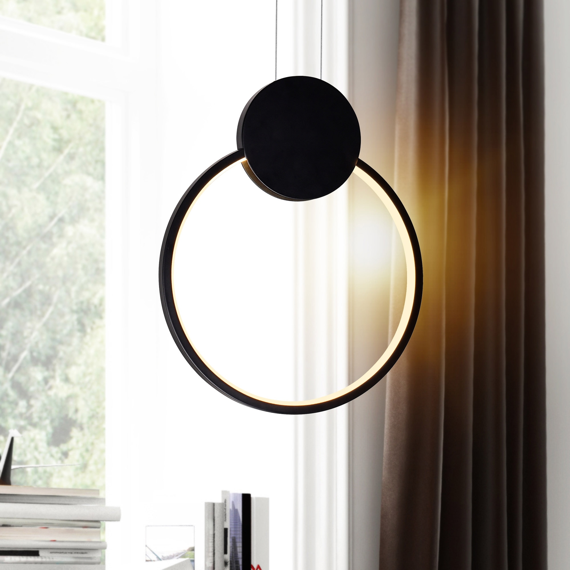 CWI Lighting Pulley Integrated LED 12in Black Mini Pendant