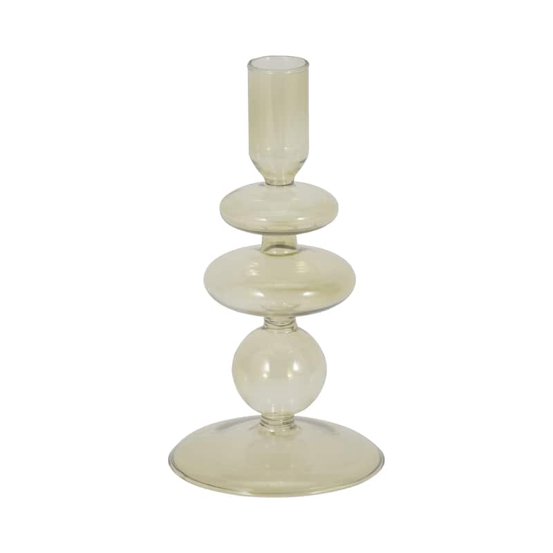 Sculptural Glass Candle Holder with Rounded Accent Base - Modern Tabletop Candle Holder for Any Room