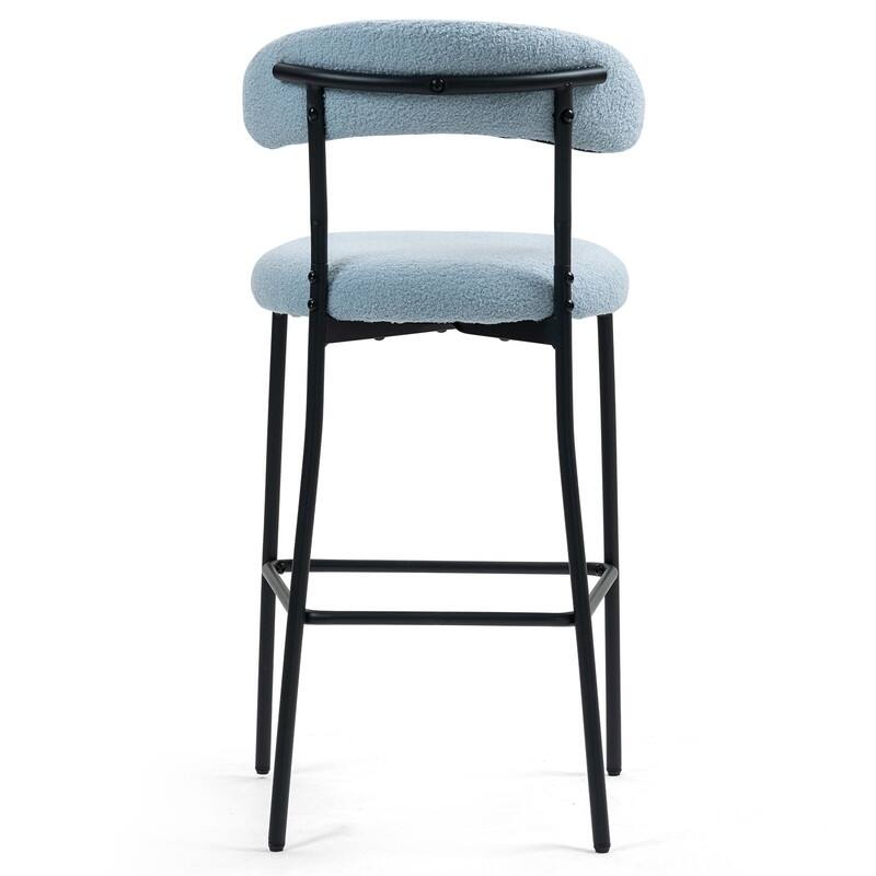 1 Count 26" Teddy Fabric Counter Height Bar Stool with Footrest, Black Powder-Coated Base