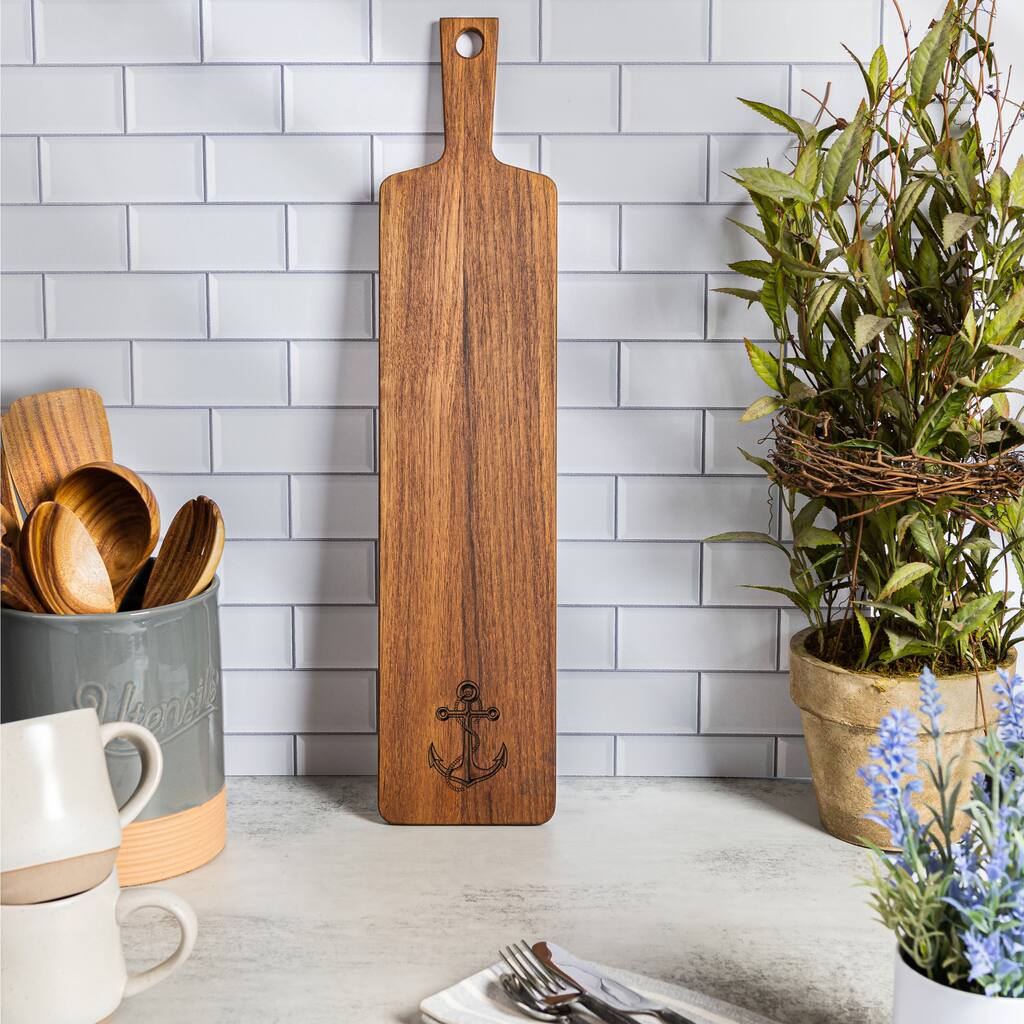 Teak Appetizer Serving Board - Anchor - 5" W x 22-1/2" L x 1/2" Thick