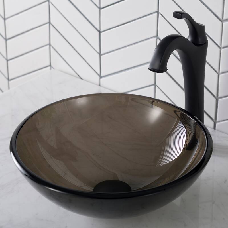 Kraus 14" Clear Brown Glass Vessel Bathroom Sink Only