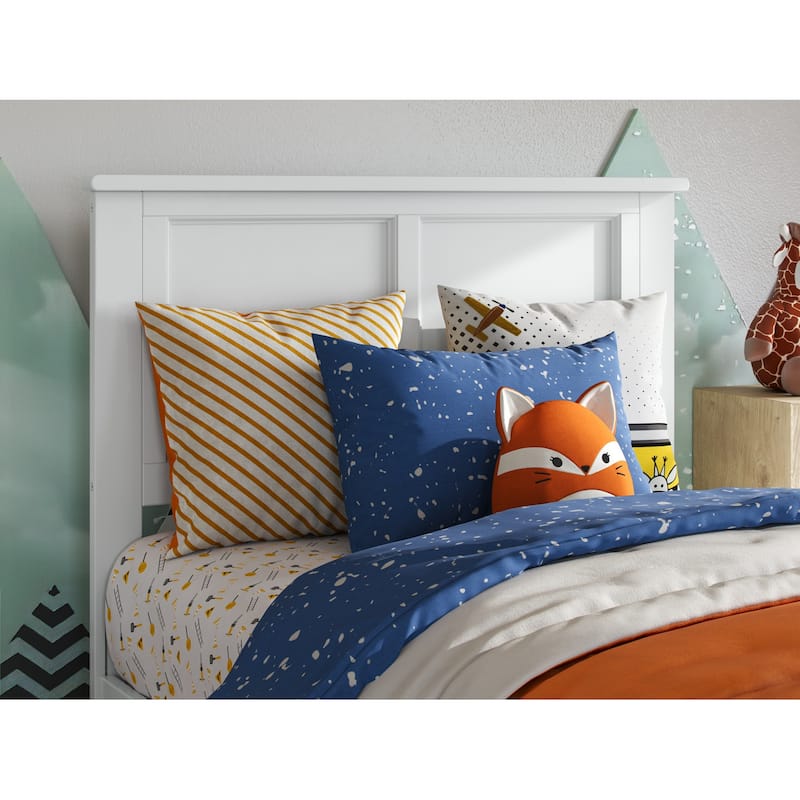 Modern Platform Bed - Solid Wood Low Profile Twin Bed Frame - White Finish