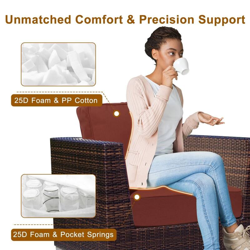 Aoodor 25x25x6 Inch Outdoor Patio Chair Cushions Set, Weather-Resistant Sunbrella Fabric Outdoor Cushion, Set of 2 - 25"x25"