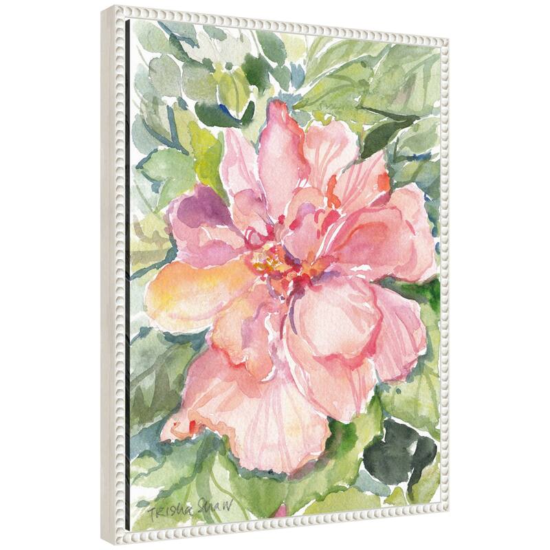 Kate and Laurel Sylvie Pink Hibiscus In Antigua Framed Canvas by Patricia Shaw - 18x24